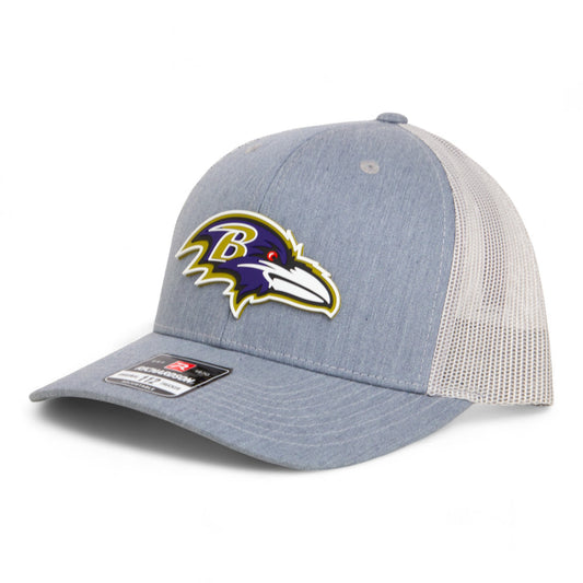 Baltimore Ravens 3D Snapback Trucker Hat- Heather Grey/ Light Grey