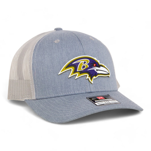 Baltimore Ravens 3D Snapback Trucker Hat- Heather Grey/ Light Grey