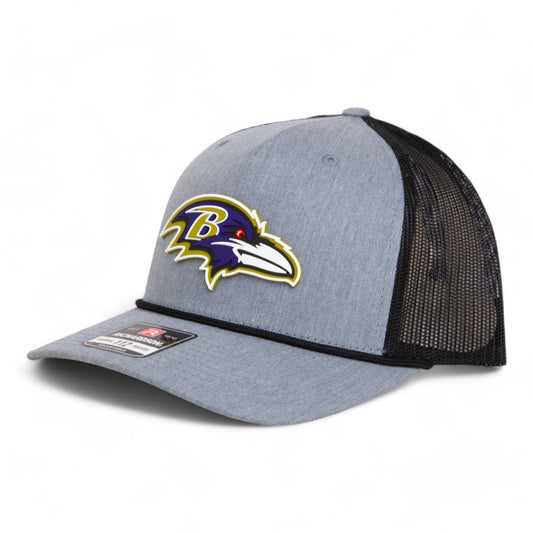 Baltimore Ravens 3D Snapback Trucker Rope Hat- Heather Grey/ Black