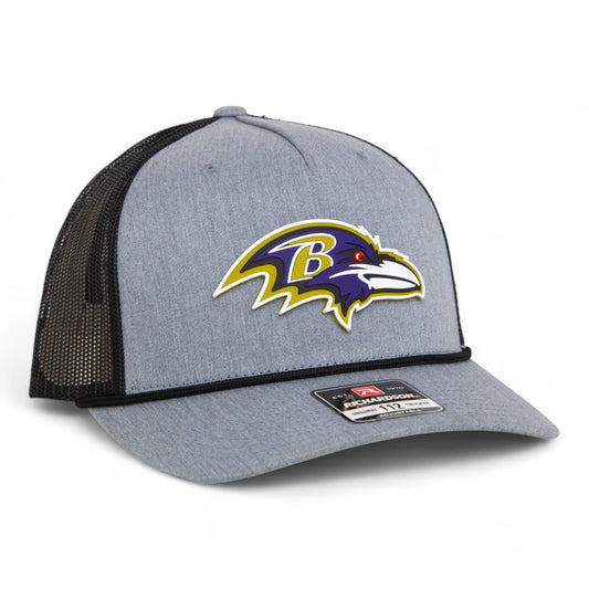 Baltimore Ravens 3D Snapback Trucker Rope Hat- Heather Grey/ Black