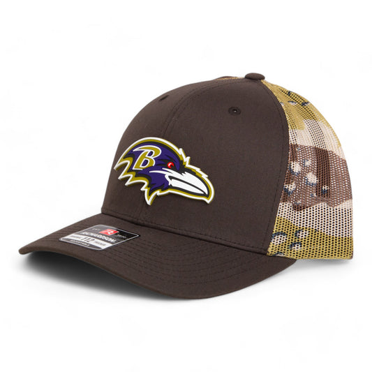 Baltimore Ravens 3D Snapback Trucker Hat- Brown/ Desert Camo