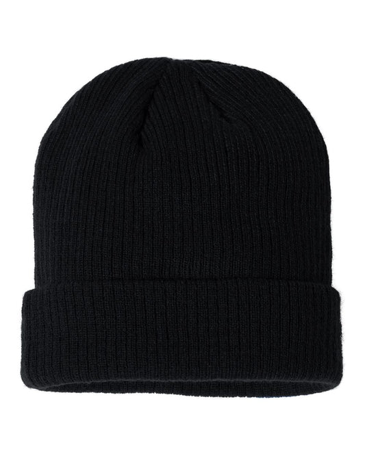 Champion Ribbed Cuffed Beanie- Black - Ten Gallon Hat Co.