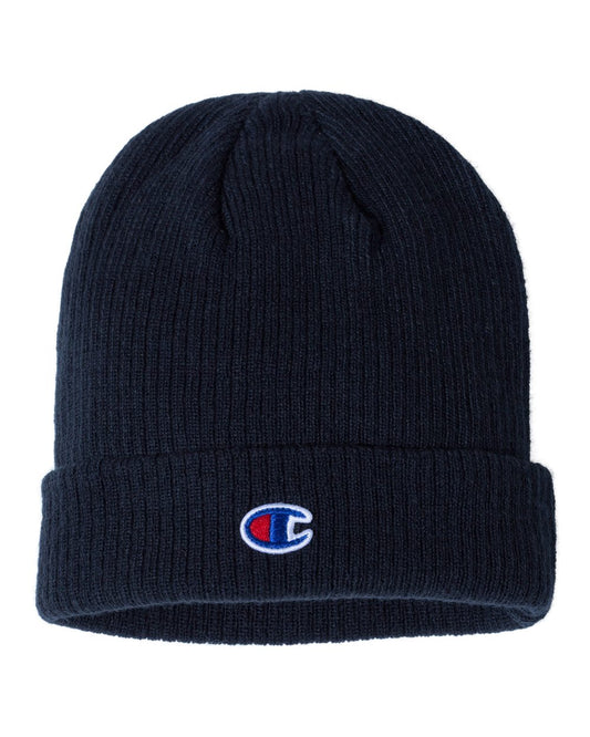 Champion Ribbed Cuffed Beanie- Navy - Ten Gallon Hat Co.