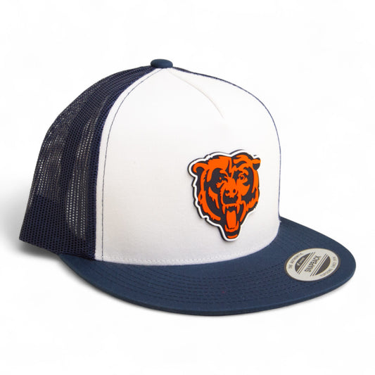 Chicago Bears 3D YP Snapback Flat Bill Trucker Hat- White/ Navy