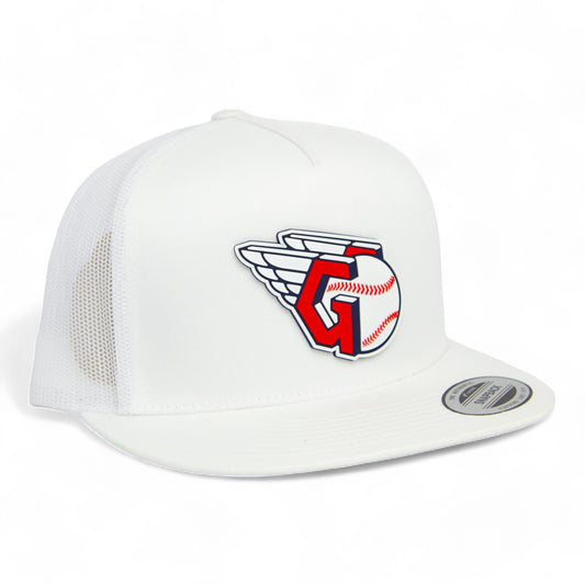 Cleveland Guardians 3D YP Snapback Flat Bill Trucker Hat- White