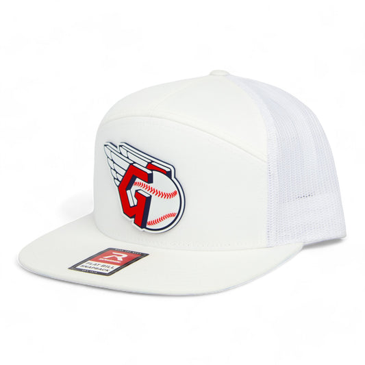 Cleveland Guardians 3D Snapback Seven-Panel Flat Bill Trucker Hat- White