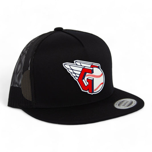 Cleveland Guardians 3D YP Snapback Flat Bill Trucker Hat- Black