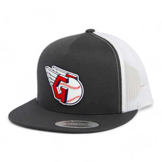 Cleveland Guardians 3D YP Snapback Flat Bill Trucker Hat- Charcoal/ White