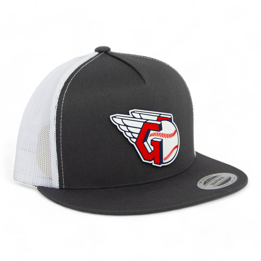 Cleveland Guardians 3D YP Snapback Flat Bill Trucker Hat- Charcoal/ White