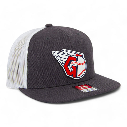 Cleveland Guardians 3D Wool Blend Flat Bill Hat- Heather Charcoal/ White