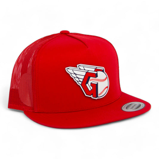 Cleveland Guardians 3D YP Snapback Flat Bill Trucker Hat- Red