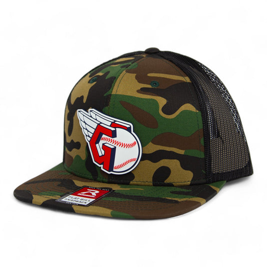 Cleveland Guardians 3D Wool Blend Flat Bill Hat- Army Camo/ Black