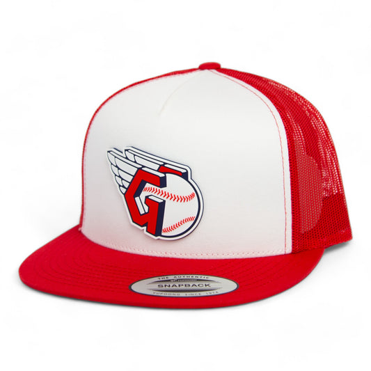 Cleveland Guardians 3D YP Snapback Flat Bill Trucker Hat- White/ Red