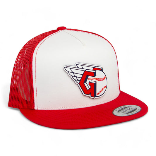 Cleveland Guardians 3D YP Snapback Flat Bill Trucker Hat- White/ Red