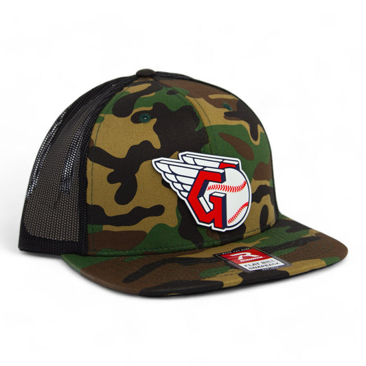 Cleveland Guardians 3D Wool Blend Flat Bill Hat- Army Camo/ Black