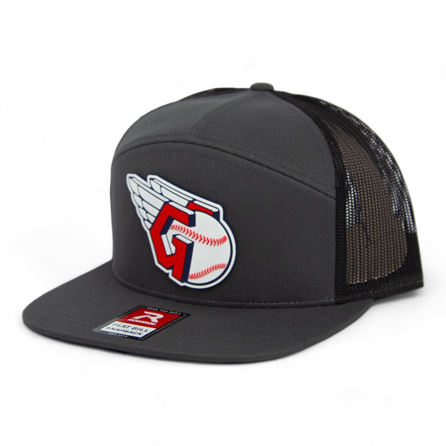 Cleveland Guardians 3D Snapback Seven-Panel Flat Bill Trucker Hat- Charcoal/ Black