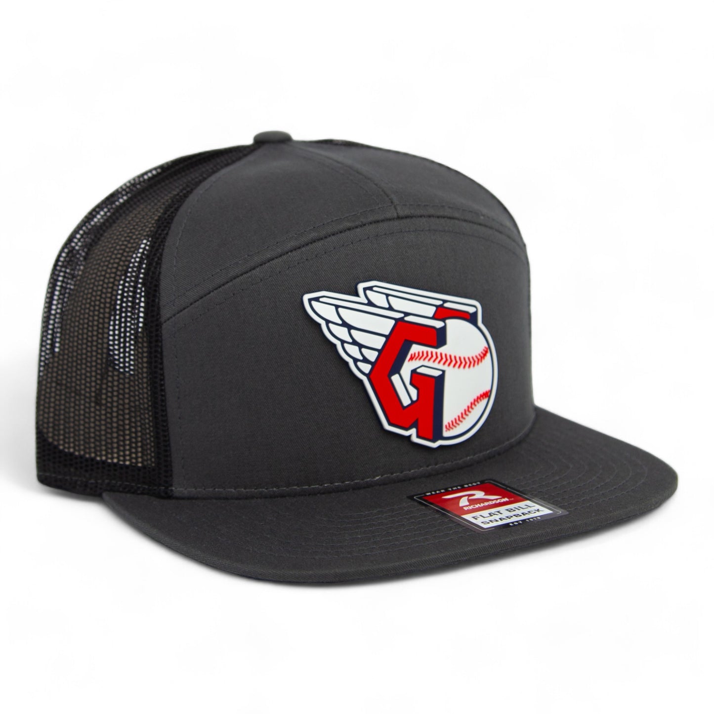 Cleveland Guardians 3D Snapback Seven-Panel Flat Bill Trucker Hat- Charcoal/ Black