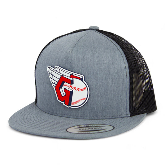 Cleveland Guardians 3D YP Snapback Flat Bill Trucker Hat- Heather Grey/ Black