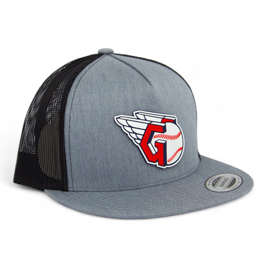 Cleveland Guardians 3D YP Snapback Flat Bill Trucker Hat- Heather Grey/ Black