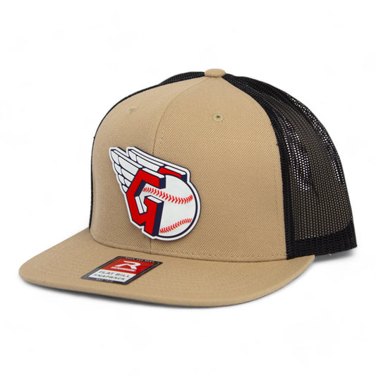 Cleveland Guardians 3D Wool Blend Flat Bill Hat- Tan/ Black