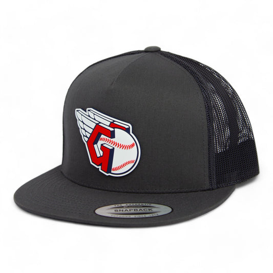 Cleveland Guardians 3D YP Snapback Flat Bill Trucker Hat- Charcoal/ Black