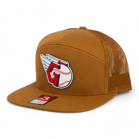 Cleveland Guardians 3D Snapback Seven-Panel Flat Bill Trucker Hat- Caramel