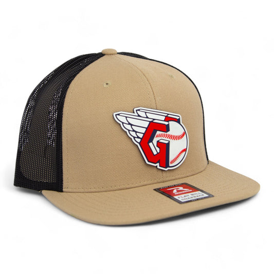 Cleveland Guardians 3D Wool Blend Flat Bill Hat- Tan/ Black