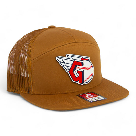 Cleveland Guardians 3D Snapback Seven-Panel Flat Bill Trucker Hat- Caramel