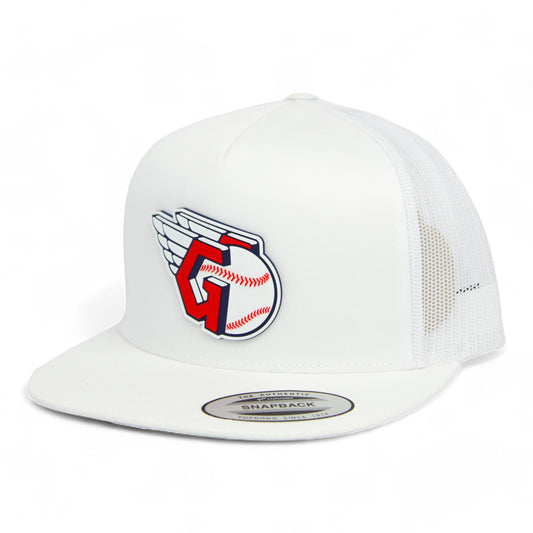 Cleveland Guardians 3D YP Snapback Flat Bill Trucker Hat- White