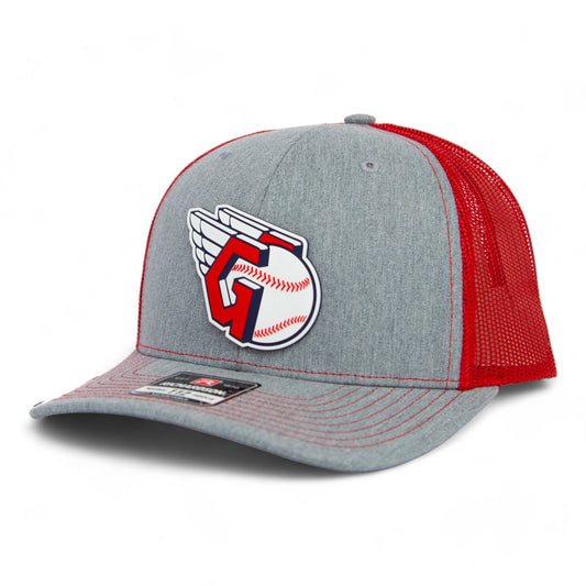 Cleveland Guardians 3D Snapback Trucker Hat- Heather Grey/ Red