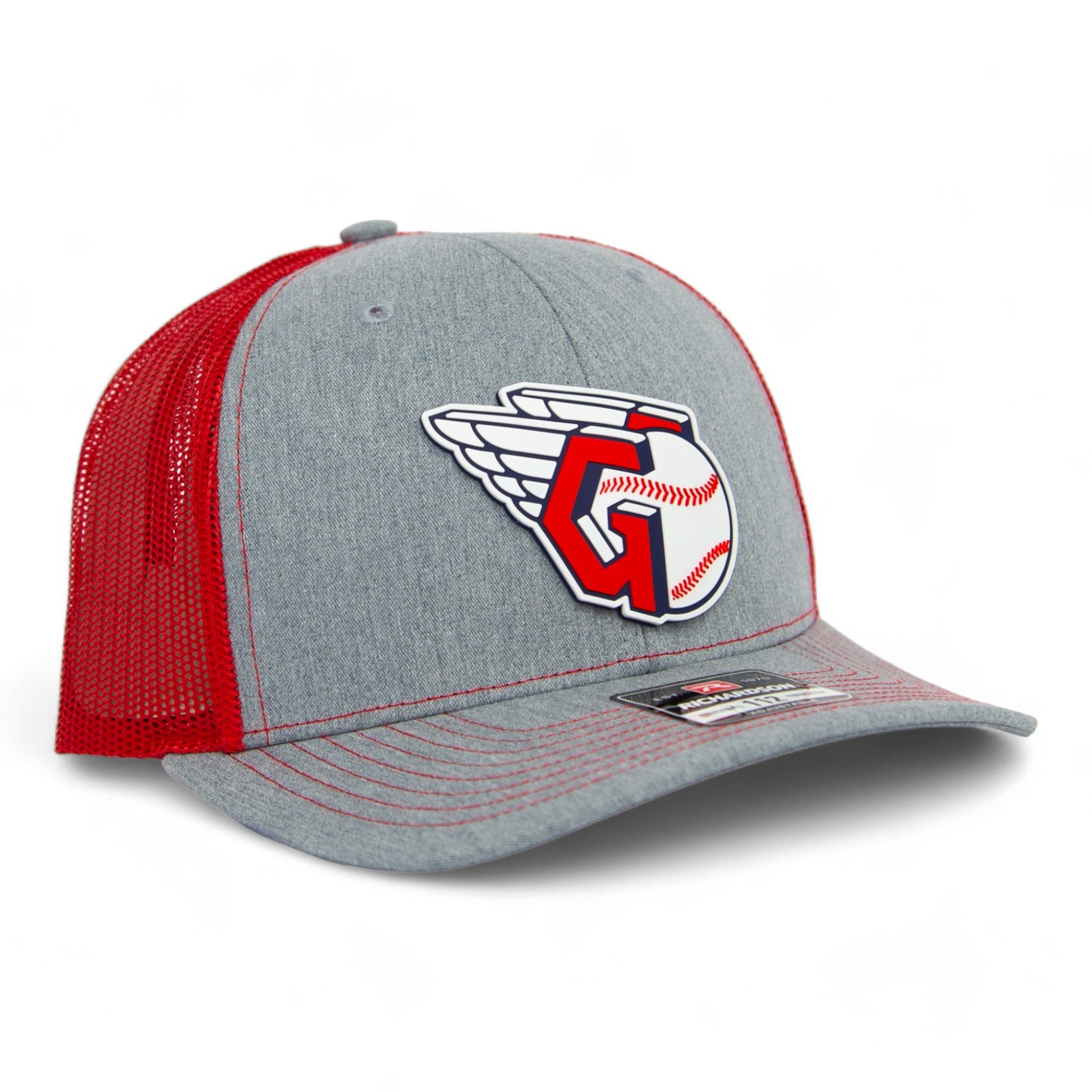 Cleveland Guardians 3D Snapback Trucker Hat- Heather Grey/ Red