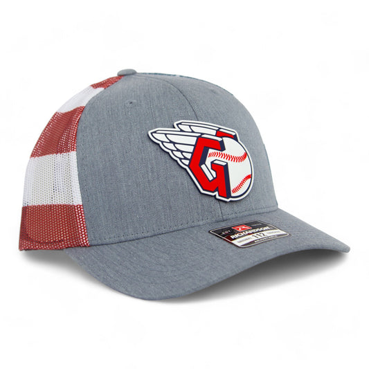 Cleveland Guardians 3D Snapback Trucker Hat- Heather Grey/ Stars & Stripes