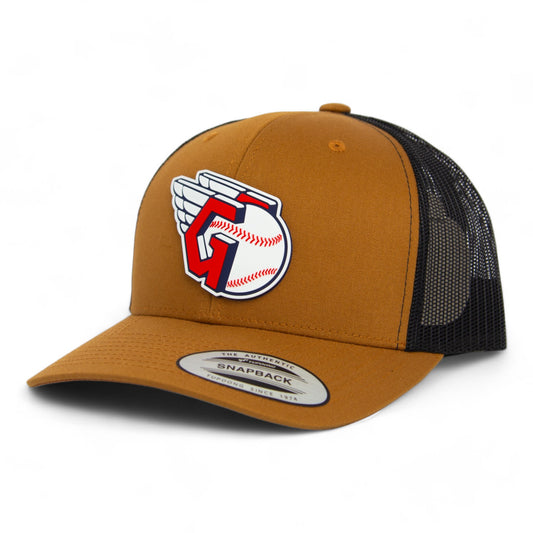 Cleveland Guardians 3D YP Snapback Trucker Hat- Caramel/ Black