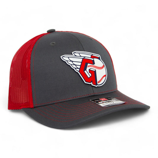 Cleveland Guardians 3D Snapback Trucker Hat- Charcoal/ Red