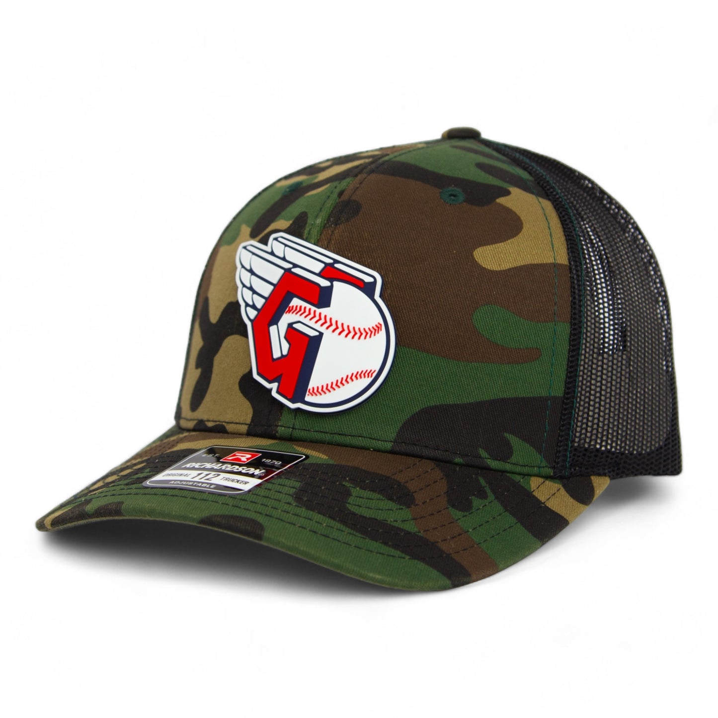 Cleveland Guardians 3D Snapback Trucker Hat- Army Camo/ Black