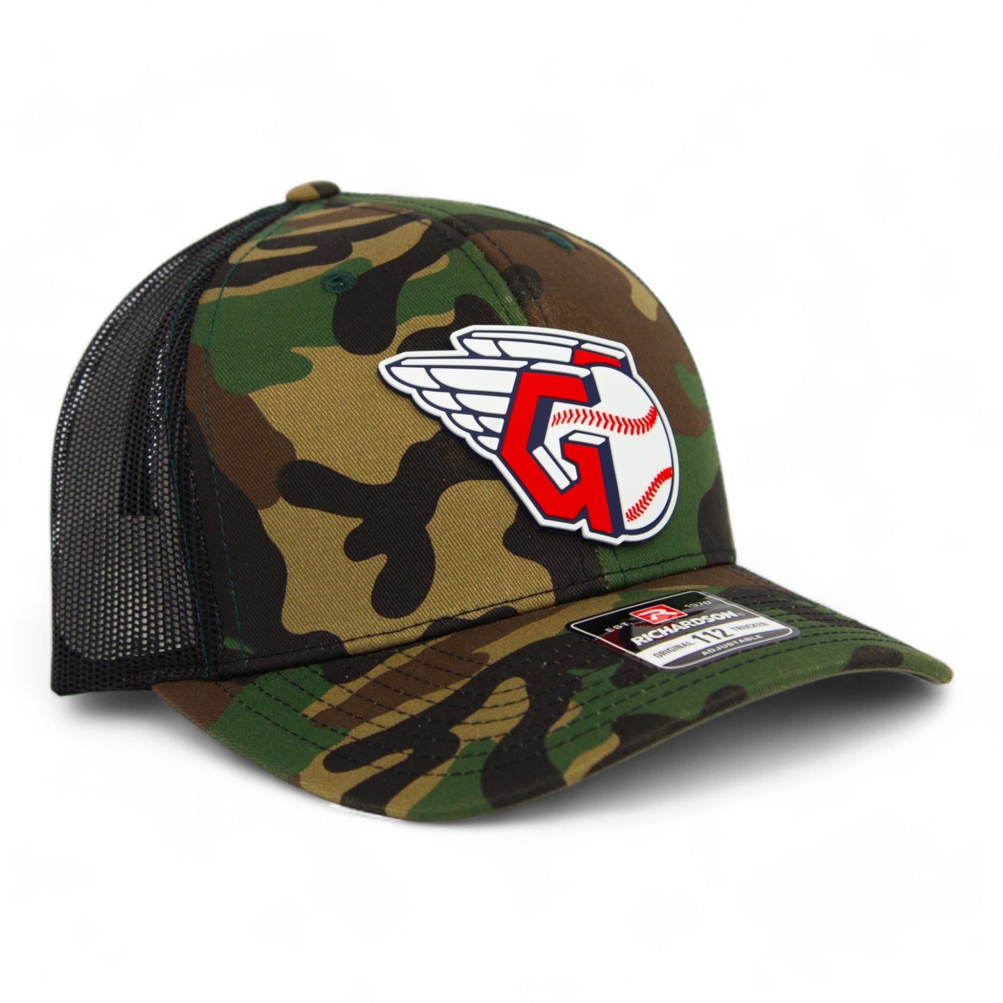 Cleveland Guardians 3D Snapback Trucker Hat- Army Camo/ Black