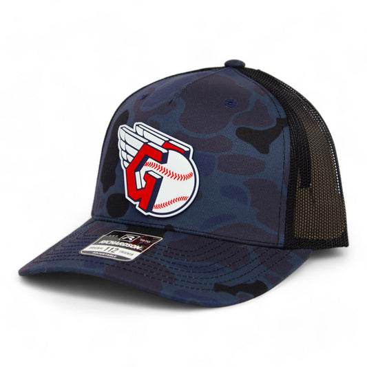 Cleveland Guardians 3D Snapback Trucker Hat- Admiral Duck Camo/ Black