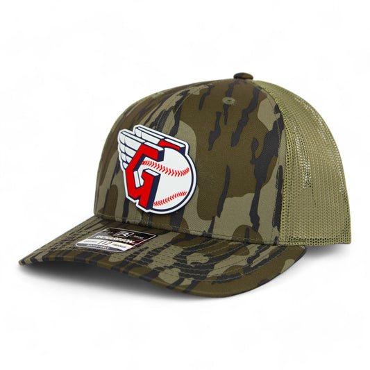 Cleveland Guardians 3D Snapback Trucker Hat- Mossy Oak Bottomland/ Loden