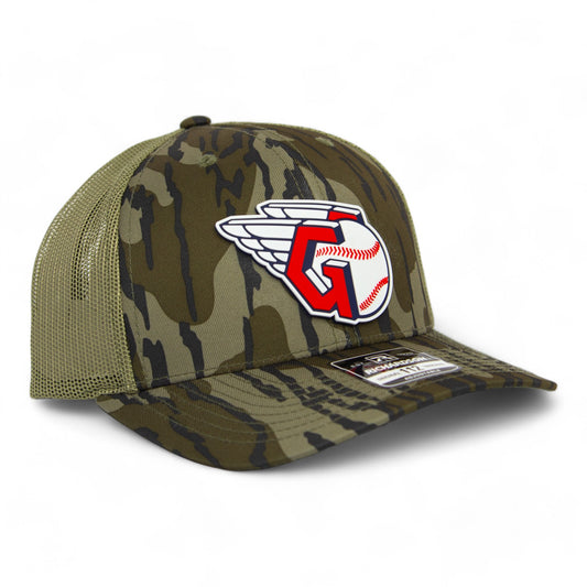 Cleveland Guardians 3D Snapback Trucker Hat- Mossy Oak Bottomland/ Loden