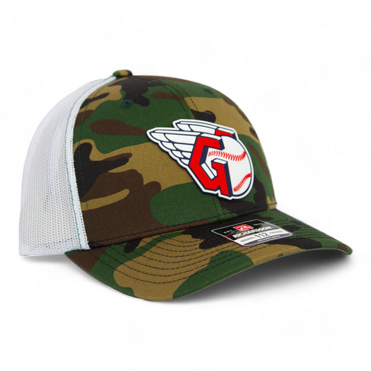 Cleveland Guardians 3D Snapback Trucker Hat- Army Camo/ White