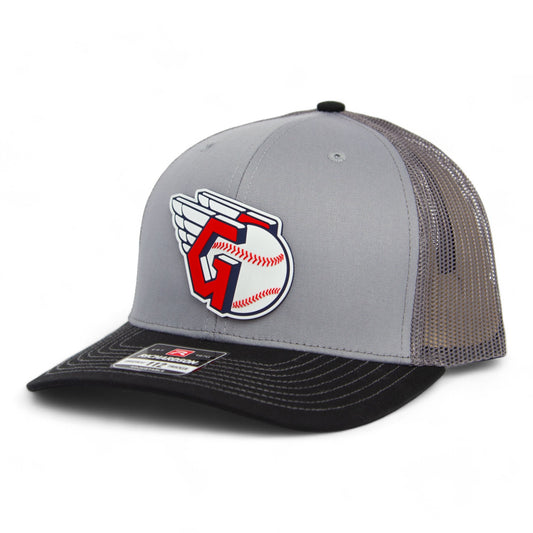 Cleveland Guardians 3D Snapback Trucker Hat- Grey/ Charcoal/ Black