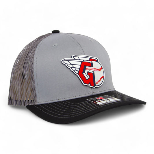 Cleveland Guardians 3D Snapback Trucker Hat- Grey/ Charcoal/ Black