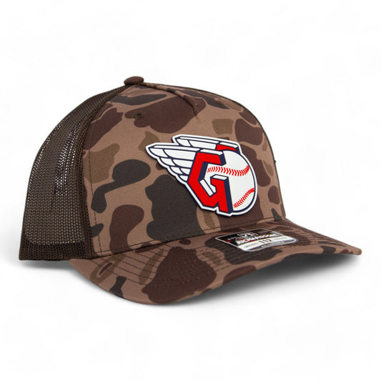 Cleveland Guardians 3D Snapback Trucker Hat- Bark Duck Camo/ Brown