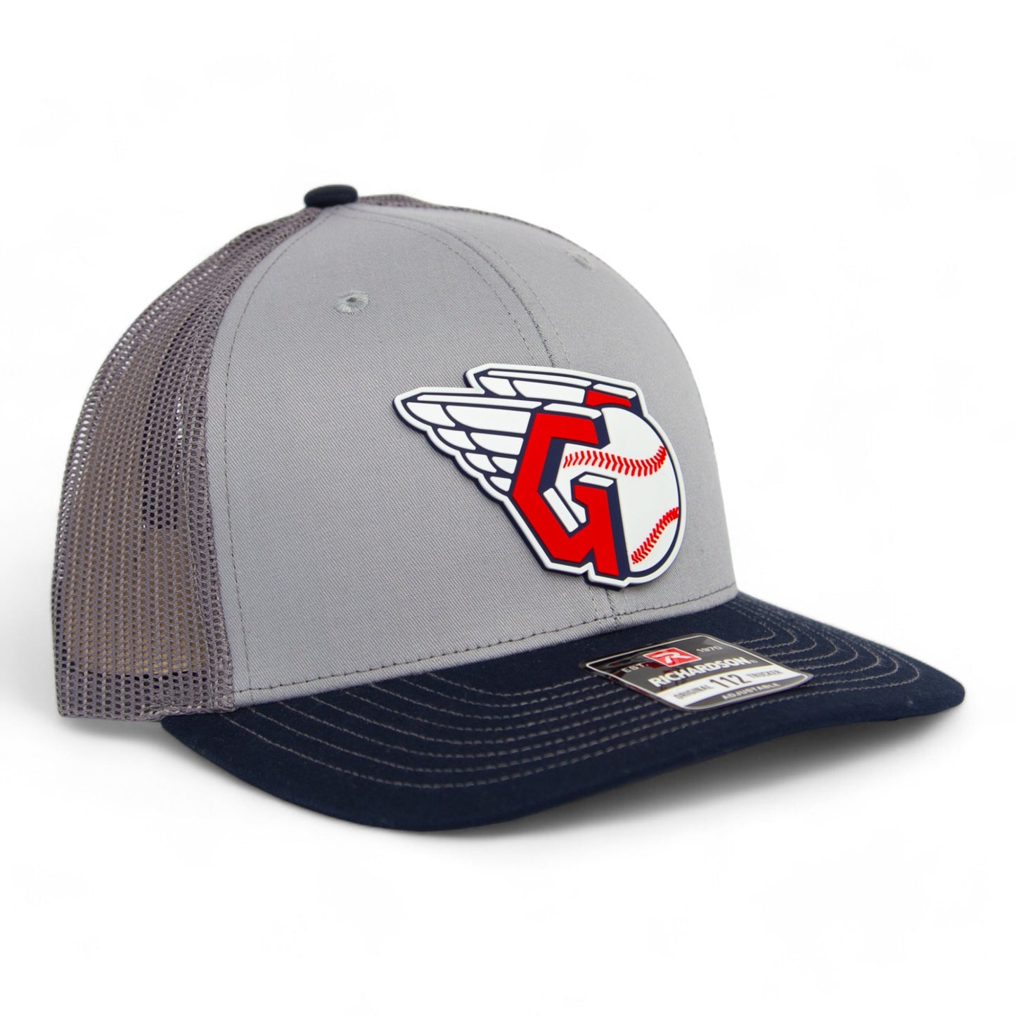 Cleveland Guardians 3D Snapback Trucker Hat- Grey/ Charcoal/ Navy