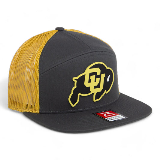 Colorado Buffaloes 3D Snapback Seven-Panel Flat Bill Trucker Hat- Charcoal/ Old Gold