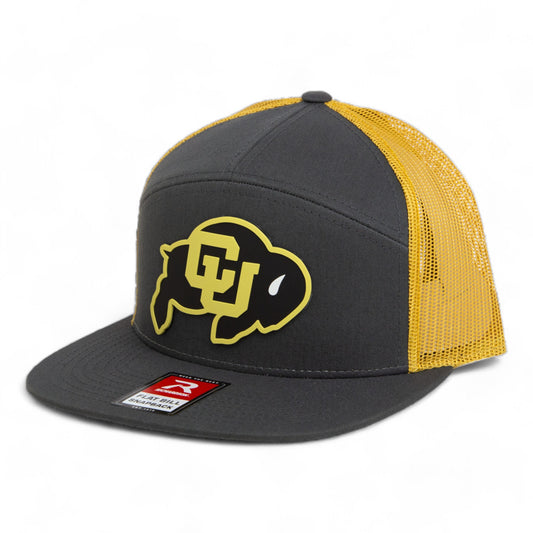 Colorado Buffaloes 3D Snapback Seven-Panel Flat Bill Trucker Hat- Charcoal/ Old Gold