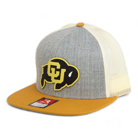 Colorado Buffaloes 3D Wool Blend Flat Bill Hat- Heather Grey/ Birch/ Biscuit