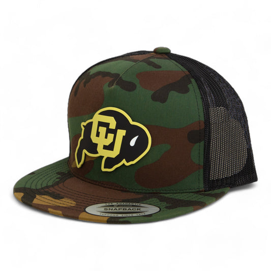 Colorado Buffaloes 3D YP Snapback Flat Bill Trucker Hat- Army Camo/ Black