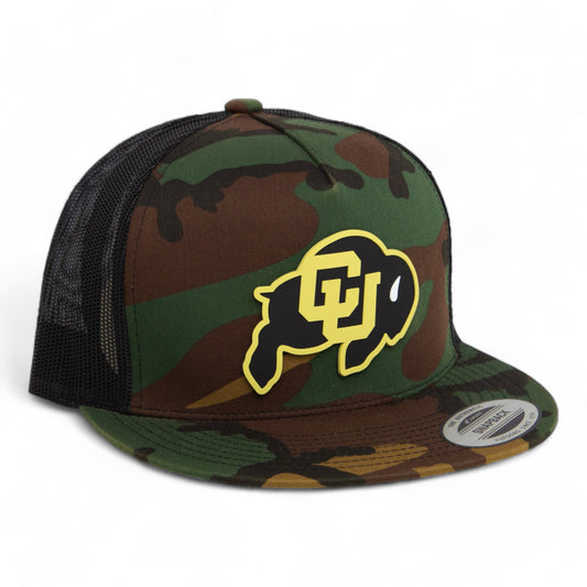 Colorado Buffaloes 3D YP Snapback Flat Bill Trucker Hat- Army Camo/ Black