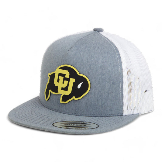 Colorado Buffaloes 3D YP Snapback Flat Bill Trucker Hat- Heather Grey/ White